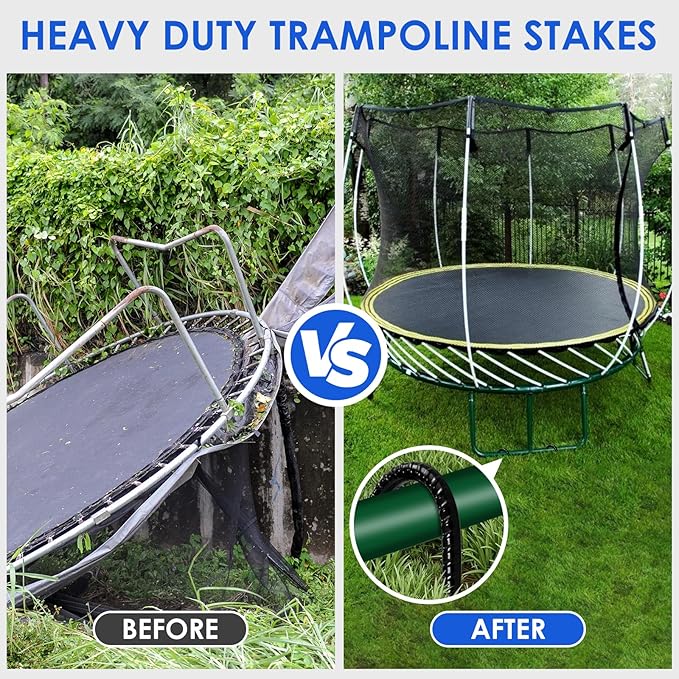 Trampoline Stakes 12 inches 10-Pack U Stake for Ground Heavy Duty Trampoline Anchors High Wind Stakes for Fence, Swing Set, Outdoor Decoration and Gazebo