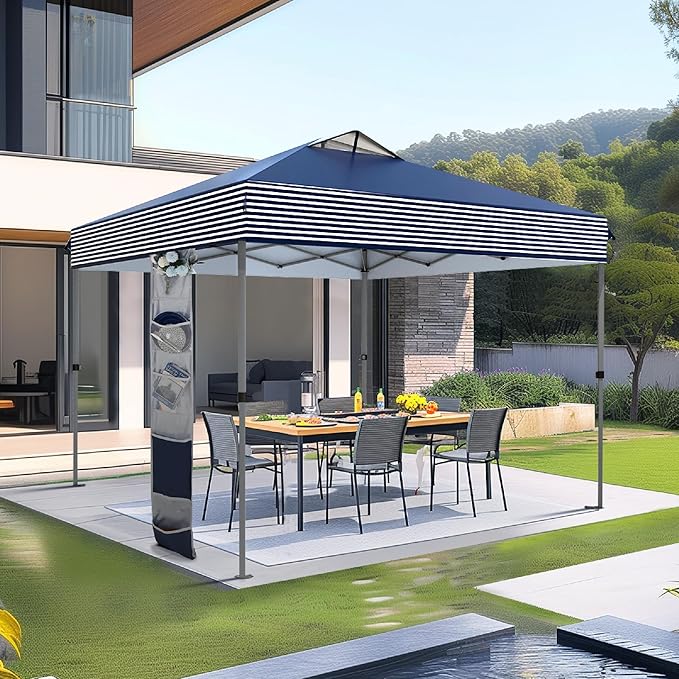 Sophia & William Canopy Tent Pop Up 10x10 ft One Person Push Set Up Tent, Outdoor Canopies Shelter Heavy Duty Straight Legs with 4 Sandbags & Guy Ropes, 1 Roller Bag & Storage Bag, 8 Stakes UPF50+