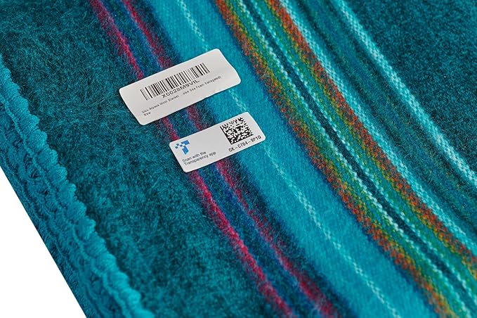 QISU Alpaca Wool Blanket Throw | Large, Beautiful, Warm, Variegated | 85 x 65 inches | Ultra-Soft, Hypoallergenic and Breathable | Non-Itchy or Scratchy (Turquoise Sea Foam Variegated)