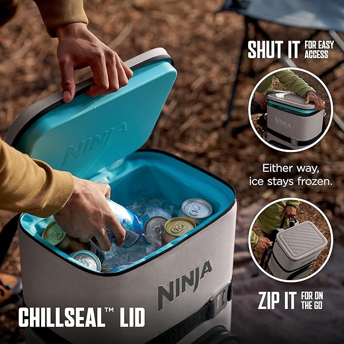 Ninja FrostVault Go Can Soft Cooler, 24/36 Can, Leak Proof, Built-In Cup Holder, 2 Ice Packs & Dry Storage Drawer, Polyester Insulation, Hiking, Camping, Picnic