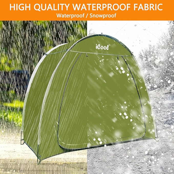 Outdoor Bike Covers Storage Shed Tent, 210D Oxford Thick Waterproof Fabric, Aluminum Alloy Bracket, Neat Tent for 2 Bicycles or Tricycles