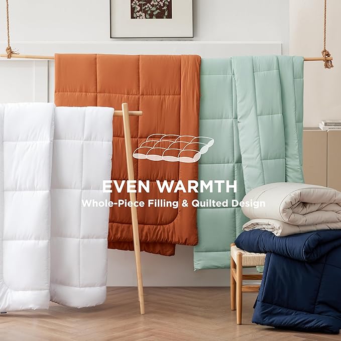 Bedsure Comforter Duvet Insert - Quilted Comforters Full Size, All Season Duvet, GentleSoft Down Alternative Bedding, with 8 Tabs, Gifts for Women/Men, White, Full 86 x 82 Inches