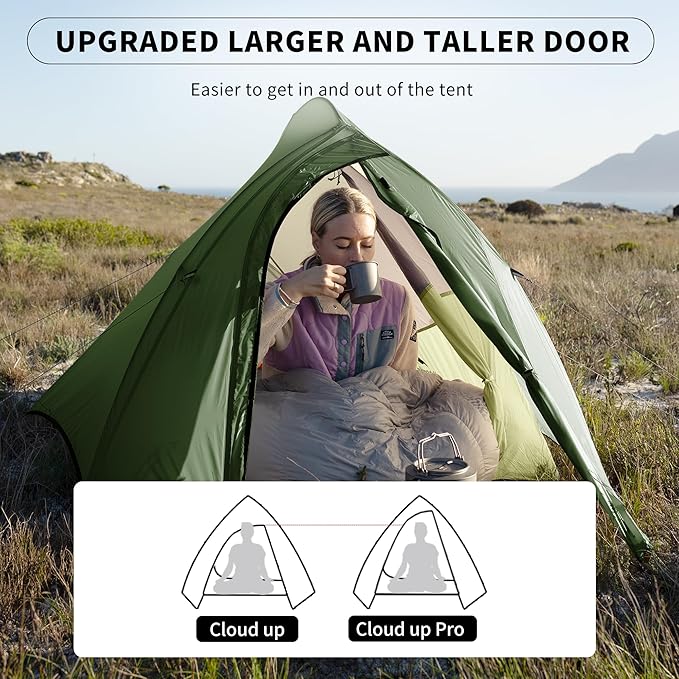 Naturehike Cloud Up 1 Person Tent, Lightweight Backpacking Tents for One Man, Waterproof Ultralight One Person Tent for Camping Hiking Backpacking
