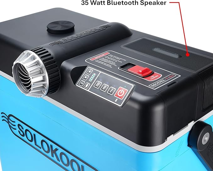 SoloKool Model V-ibe - Injection Molded Cooler, Portable Air Conditioner, & 35 Watt Bluetooth Speaker, 3-in-1 Design