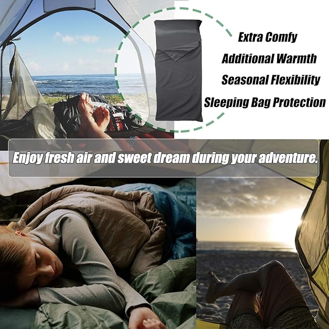 Frelaxy Sleeping Bag Liner, XL Travel Sheet & Camping Sheet for Backpacking, Hotel, Hostels & Traveling, Comfy & Easy Care, Full-Length Zipper/No Zipper, 4 Seasons Warm Cold Weather