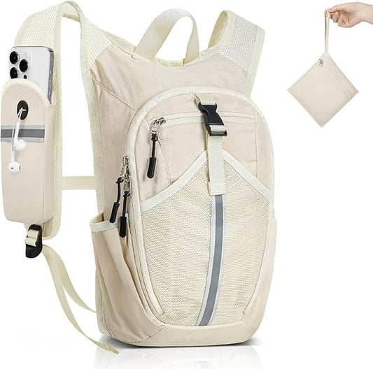 Small Hiking Backpack 15L-Lightweight Packable Foldable Backpack for Travel Camping Outdoor Commute, Compact Rucksack for Women Men(Beige)