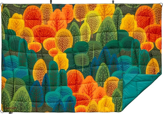 Versatile Packable Outdoor Camping Blanket, Puffy Blanket, Primaloft® Insulation, Warm, Durable, Lightweight, Waterproof, Oversize, Beach, Stadium, and More! 55"x80" (Tony Grove)