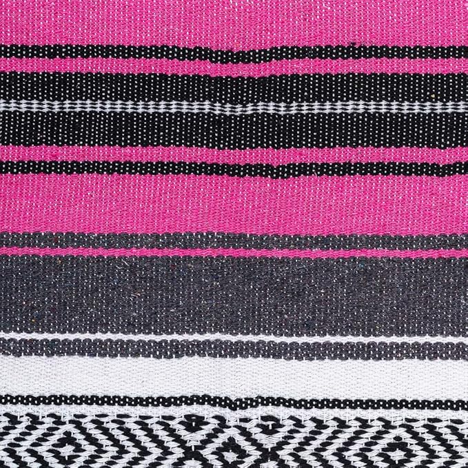 Airooglee 69" L x 51" W Large Mexican Blanket - Perfect as Yoga Blanket, Outdoor Blanket, Beach Blanket, Serape Blanket, Picnic Blanket, Camping Blanket, Woven Blanket, Boho Home Décor - Rose