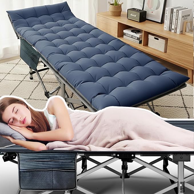 ABORON Camping Cot for Adults, Folding Sleeping Cot with Mattress, 500 lb Capacity Heavy Duty Outdoor Folding Sleeping Bed, Portable Cot Bed for Camping, Indoor Guest Use, Home & Travel