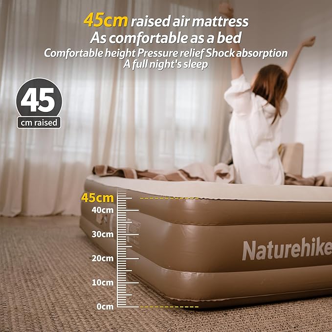 Compact King Air Mattress with Built in Pump, 18" Raised Upgraded One-Touch Luxury Inflatable Airbed, 993lbs Capacity, Portable Blow Up Mattress, Cordless Mattress for Home, Camping, Guests
