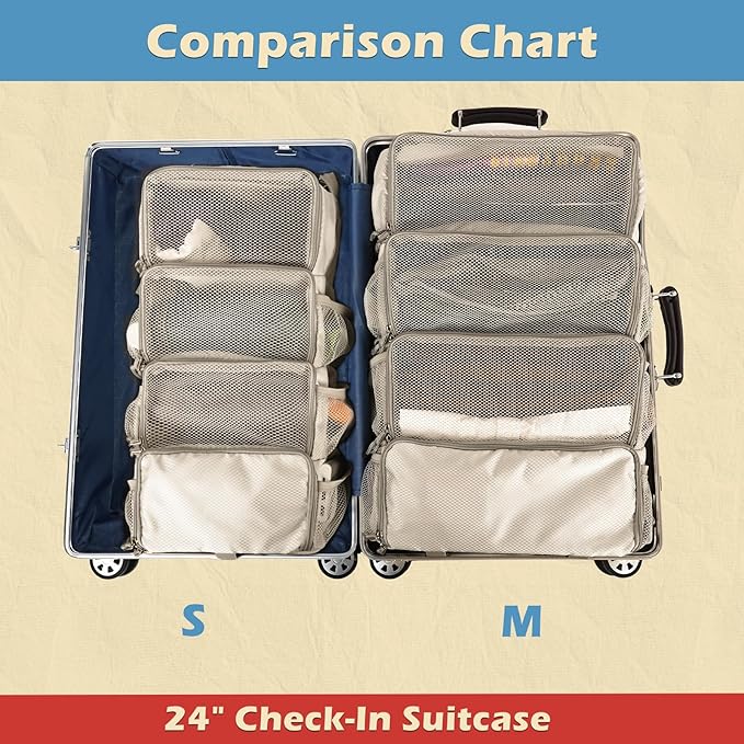 Surblue Travel Hanging Packing Cubes with 2 Hooks Hanging Shelves for Luggage Organizers Portable Compression 4 Shelf Closet Carry-on Suitcases Organizers, Small, Beige