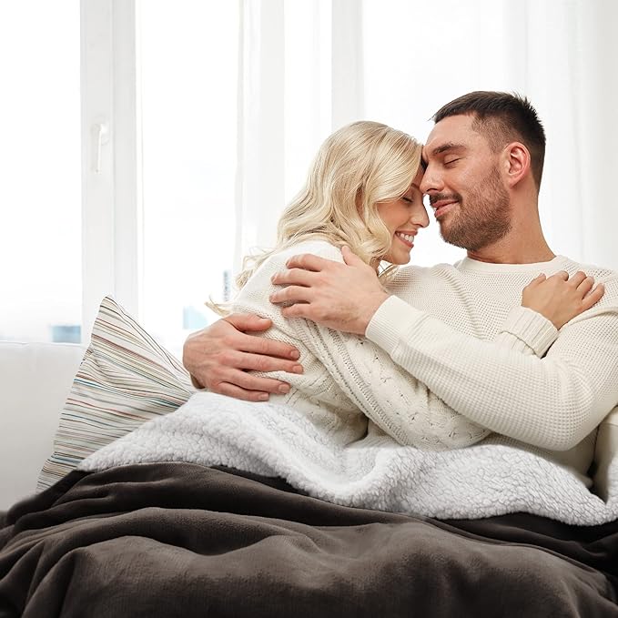 Bedsure GentleSoft Sherpa Fleece Throw Blanket for Couch - Thick and Warm, Soft Fuzzy Plush Throw Blanket for Winter, Brown, 50x60 Inches