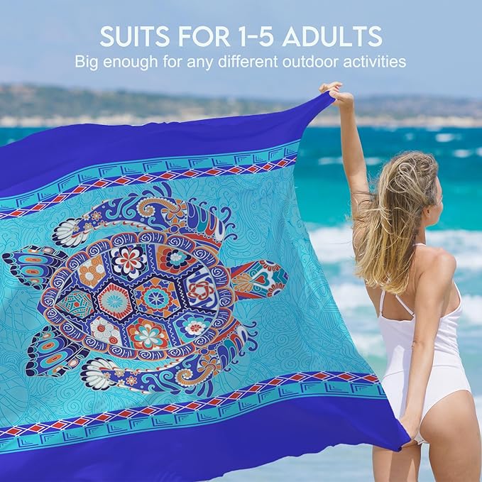 BYDOLL Beach Blanket Waterproof Sandproof Large 78''×81''/10'×9' Sand Free Oversized Sandless Picnic Mat Water Proof Packable Lightweight Blanket for Beach Camping Hiking Travel