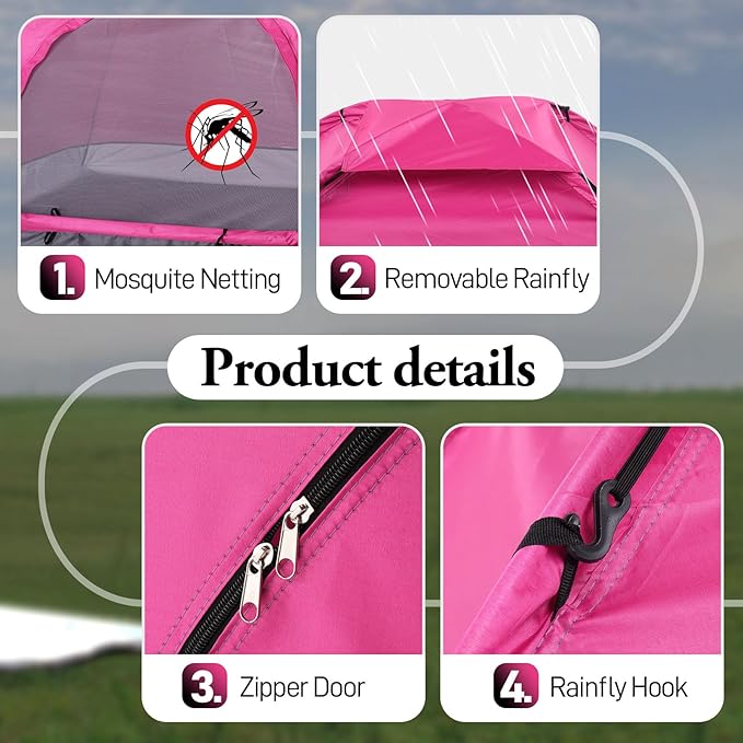 Outvita Camping Tent, 4 Person Dome Tents with Rainfly & Carrying Bag, Waterproof Easy Setup Tent with Mesh Windows for Camping & Hiking