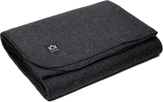 Arcturus Tahoe Wool Bed Blanket | Soft, Breathable Wool Blanket for Year-Round Comfort - Queen Size (90"x 96") | Thick & Washable (Charcoal Gray)