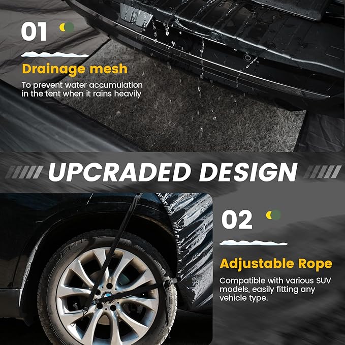 SUV Tent, Rectangle Car Tent for Family, Waterproof & Windproof for Car Camping, Large Camping Tents with Storage Bag, SUV, Van, Jeep