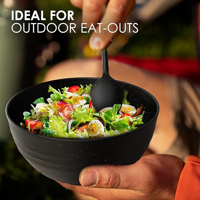 Wheat Straw Dinnerware Sets For 4 - Alternate To Black Plastic Dishes - Dishwasher Microwave Safe Plates And Bowls Sets - Unbreakable Wheat Straw Plates And Bowls - Camping Dishes