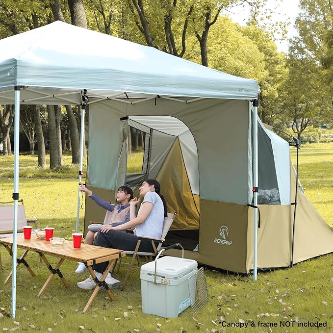 REDCAMP Canopy Camping Tent for Pop Up Canopy Tent, Inner Tent Converts Straight Leg 10'x10' or 10'x20' Canopy into Camping Tent, Fits 4-6 Person(Frame/Shelter NOT Included)