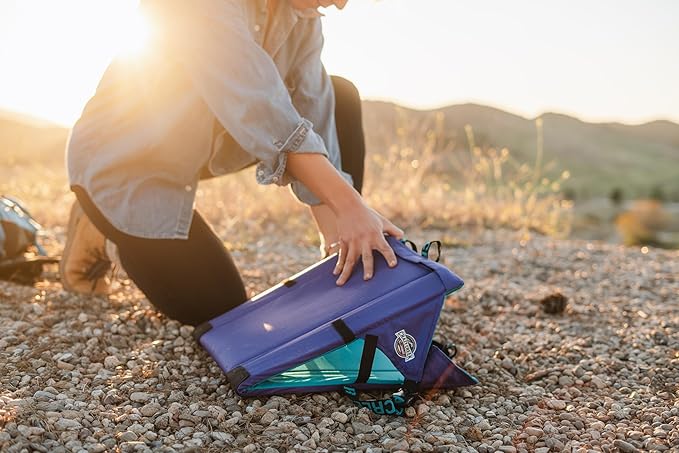 Crazy Creek Original Chair Perfect for Stadium Seats, Camping, Hiking & More, Comfort on All Terrains, Adjustable Straps, Lightweight Design, Water-Resistant Blue Tie Dye