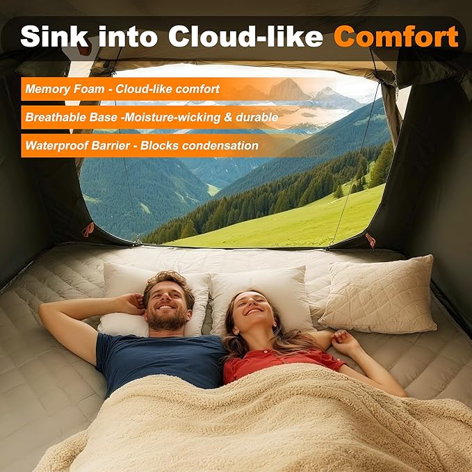 Naturnest Rooftop Tent Hard Shell with Annex Room, Easy Set Up Large Tent for 2-3 Person Camping, Waterproof 4 Season Tents for Truck, Jeep, SUV, Van, Trailer - Sirius 1 with Annex Room