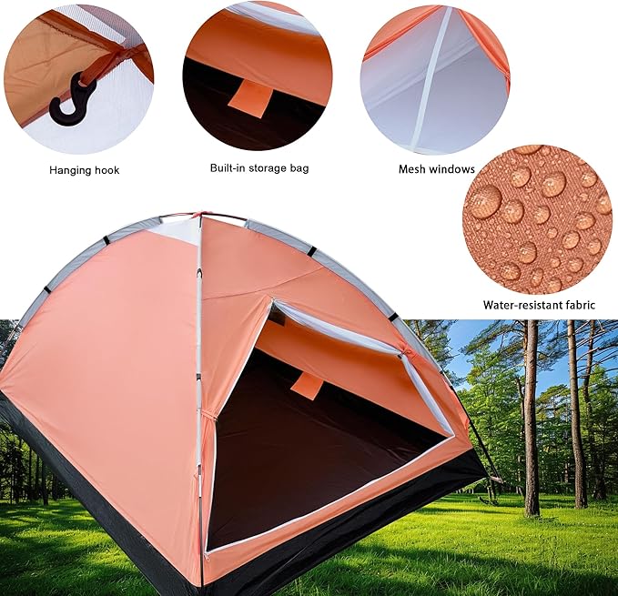 1-Person Dome Tent for Camping Waterproof Lightweight Portable Backpacking Orange/Blue/Army Green/Green