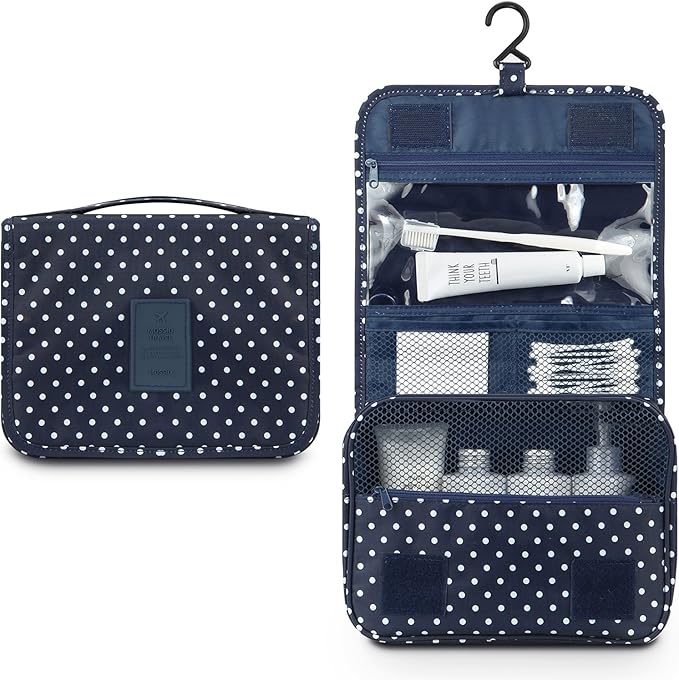 Mossio Hanging Toiletry Bag - Large Cosmetic Makeup Travel Organizer for Men & Women with Sturdy Hook