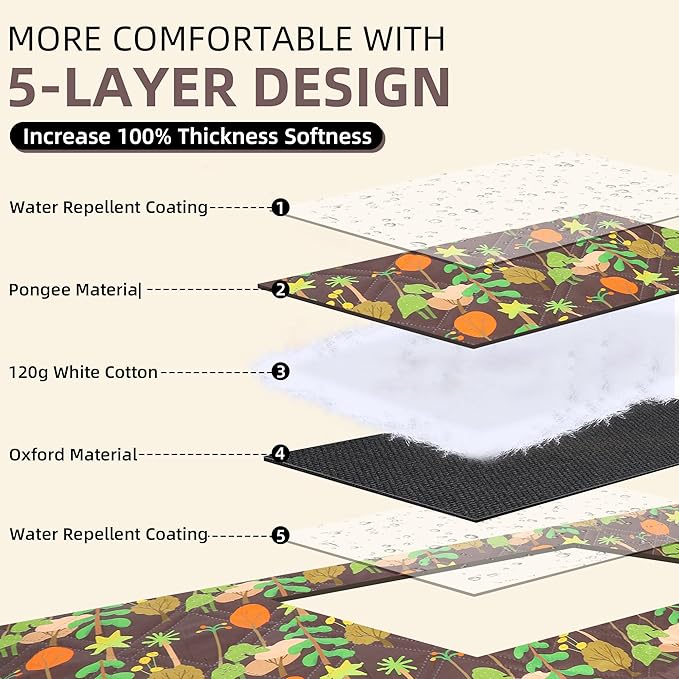 Outdoor Picnic Blanket Brown Tree 80"x80" Large Sandproof Beach Blanket Waterproof Picnic Blankets Foldable for Caming, Beach, Outdoor Activities.