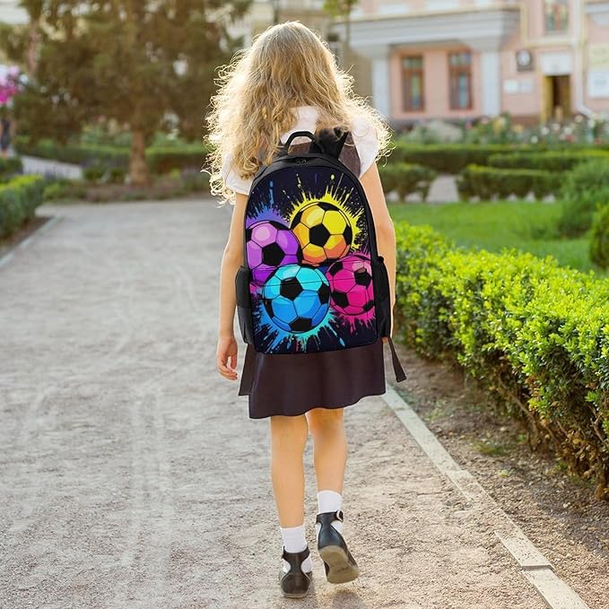 Lightweight Daypack for Camping Business Walking Cycling, Large Capacity Anti-Theft Multipurpose Bookbag, Colorful Paint Splash Ink Soccer Ball Football Black Gym Outdoor Hiking Backpack