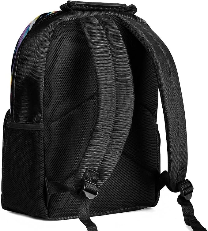 Daypack Backpack Polyester Anti-Theft Multipurpose Colorful Space Rainbow Unicorns Bookbag Big Capacity Travel Hiking Camping Rucksack With Smooth Zippers