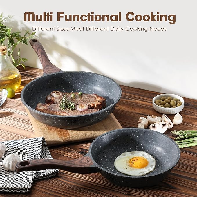 SENSARTE Nonstick Frying Pan Skillet, Swiss Granite Coating Omelette Pan, Healthy Stone Cookware Chef's Pan, PFOA Free (8/9.5/10/11/12.5 Inch) (10 Inch)