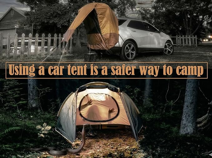 Hasika SUV Tailgate Tent - Universal Car Camping Awning, 3000mm Waterproof & UPF 50+ - Portable Hatchback Tent Privacy Shelter for SUV, CUV, Minivan - Easy Setup Road Trip Essentials Black Large