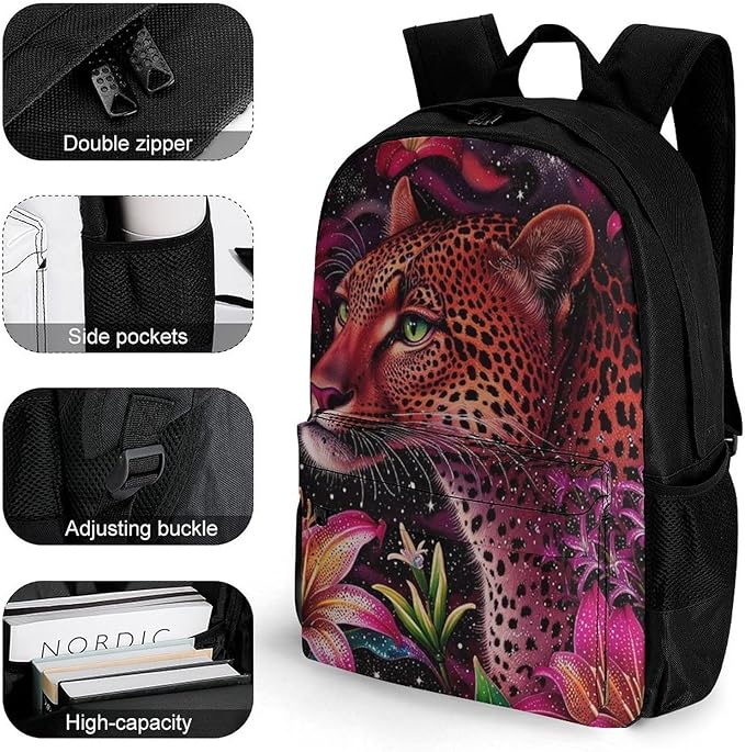 Supdreamc Rucksacks Lightweight Multipurpose Anti-Theft Beautiful Wild Animal Tiger Abstract Florals Art Shoulder Bag Large Capacity Business Computer Bag With Smooth Zippers