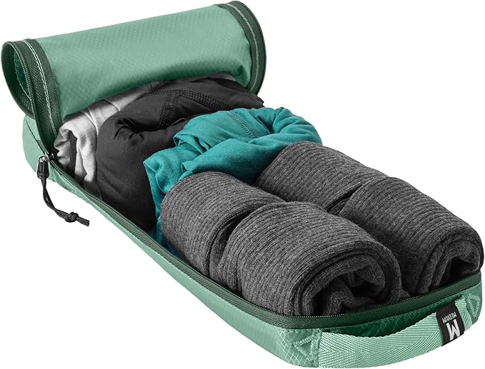 Eagle Creek Pack-It Isolate Slim Cube - Compact Travel Organizer for Versatile Packing of Small Items - Angled Zipper Opening - Eco-Friendly - Convenient Top Handle - Medium - Willow Green