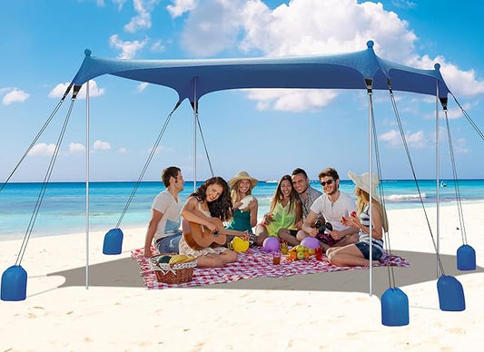 Gorich Beach Tent Sun Shelter with 8 Sandbags, UPF50+ Protection & Windproof Pop Up Beach Canopy Tent Sun Shade for Family, Travel & Camping, Easy Setup Canopy Umbrella