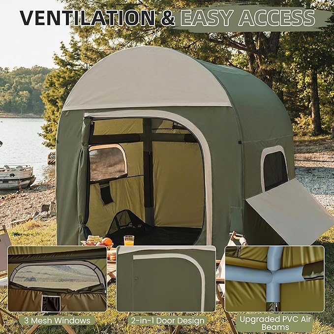 Inflatable Truck Bed Tents 5.5 ft–8 ft with Air Pump, 3-Minute Fast Setup Pickup Truck Tent for Camping, Dual-Use Truck Bed Tent & Ground Tent, Waterproof All-Weather
