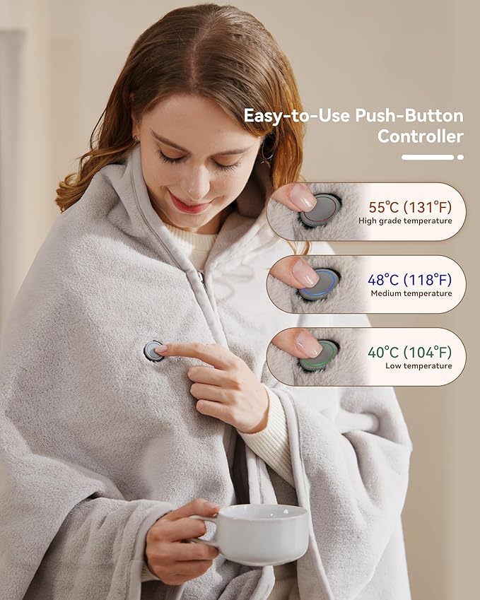 Heated Blanket Battery Operated,with Battery Pack,Cordless USB Heated Shawl,Outdoor Portable Electric Blanket,USB Heated Throw 3 Heating Levels,Softnees Heating Blanket for neeck and Shoulder