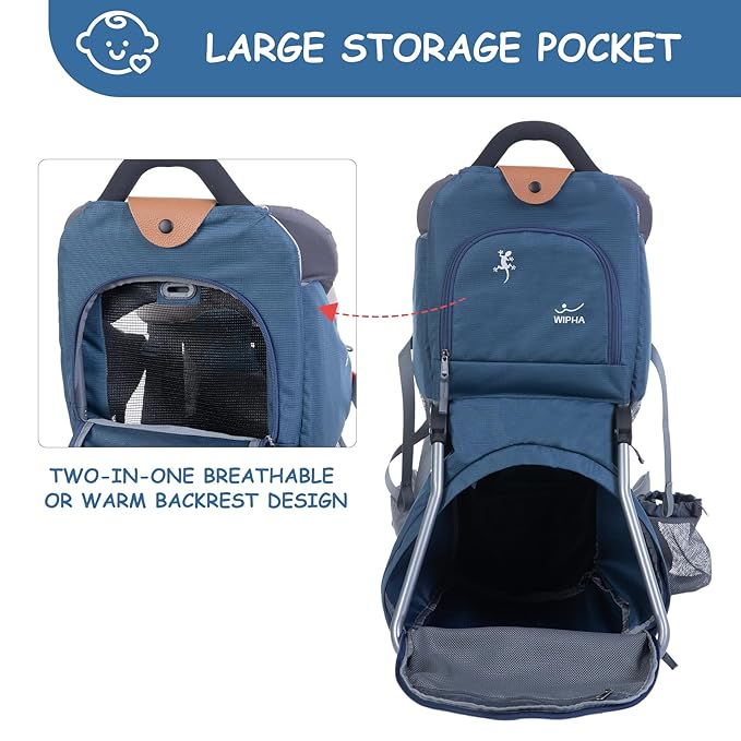 WIPHA Hiking Baby Carrier Backpack, Lightweight Child Carrier, Breathable Mesh Toddler Carrier for Outdoor Adventures, Ergonomic Design, Perfect for Travel, Hiking & Daily Use