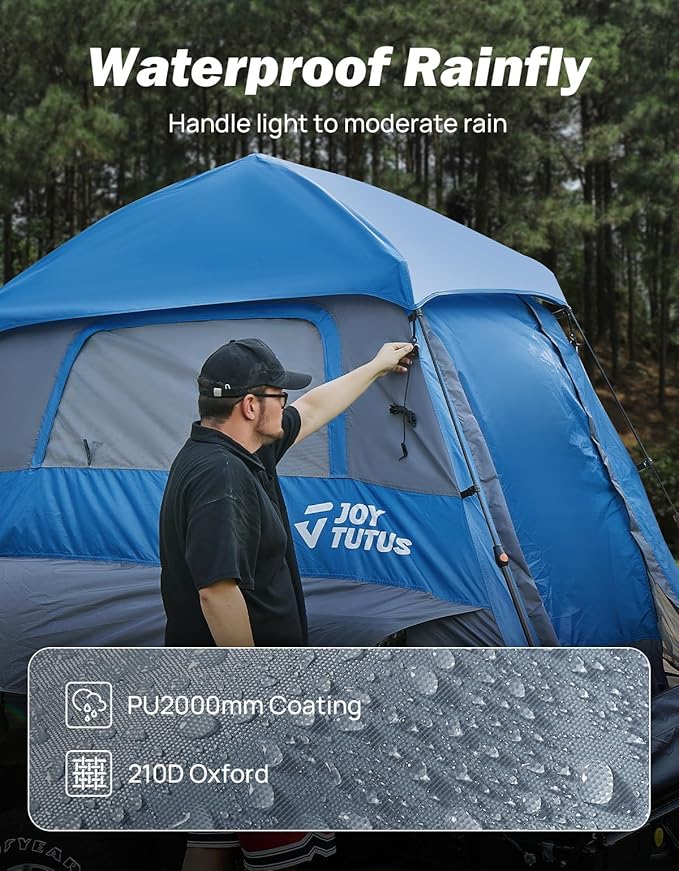 JOYTUTUS Automatic Truck Tent, Easy Set-up, Portable Truck Bed Tent 5.5FT-6.5FT with Rainfly, Truck Camping Tent with Waterproof PU2000mm Double Layer for 2 Person