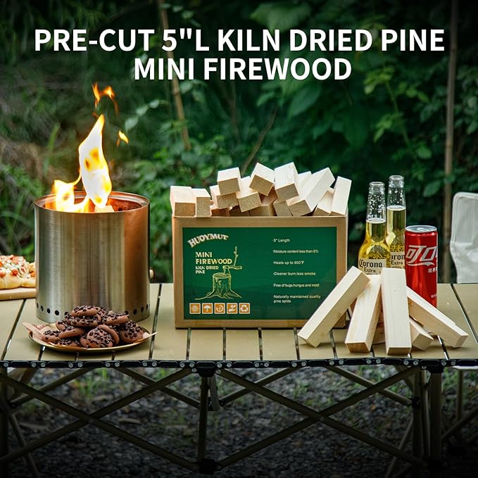 Mini Fire Sticks Wood,5" Lengths Kiln Dried Pine Small Firewood,Barkless Kindling Fire Logs,Fire Pit Accessories Great for Stove Mesa XL,Tabletop Firepit,Pizza Oven Wood,4Lbs