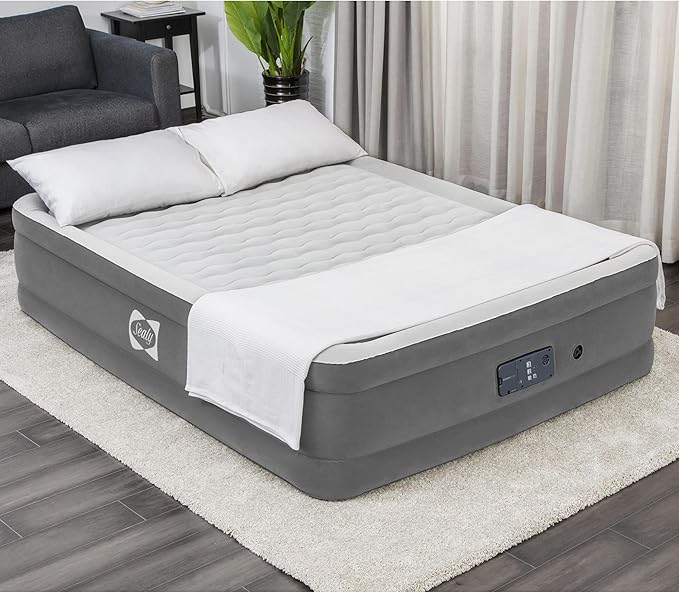 Sealy: AlwayzAire 18" Airbed - Queen - Built-in Comfort Pump, Inflatable Matress, USB Charge, Wave Beam Construction, Adjustable Firmness, Storage Bag