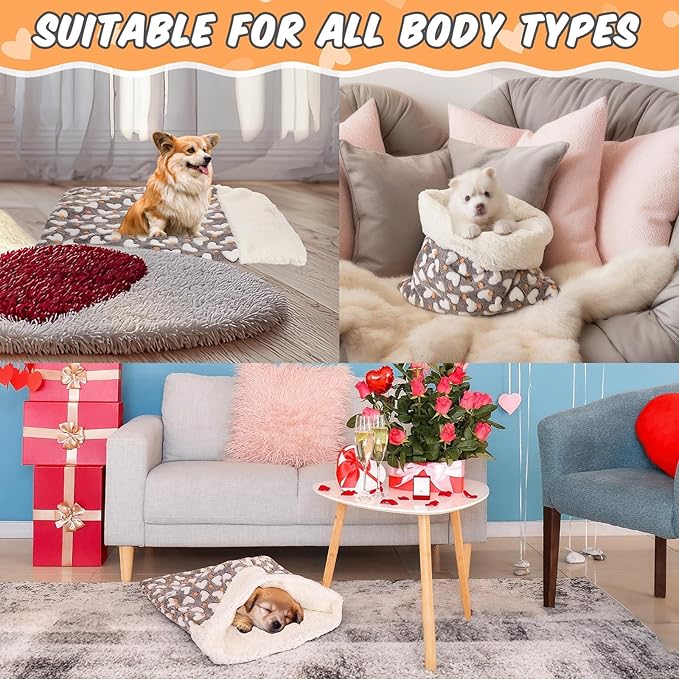 Self Heating Cat Sleeping Bag Indoor Self Warming Cat Bed Cave Heated Pad Cozy Soft Winter Washable Wrap Pet Snuggle Sack Pouch for Puppy Dog Kitten, 24 x 21 Inch(Cute,Gray)