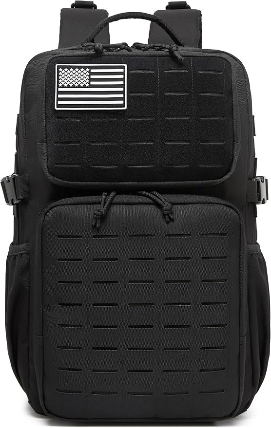 Wotony Military Tactical Backpack for Men Waterproof Daypack 3 Day Assault Pack Laser-Cut MOLLE Webbing Design with Water Bottle Holder Black Small Tactical Assault Bag