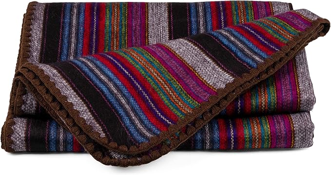 QISU Alpaca Wool Blanket Throw | Large, Beautiful, Warm, Variegated | 85 x 65 inches | Ultra-Soft, Hypoallergenic and Breathable | Non-Itchy or Scratchy (Purple Earth Variegated)