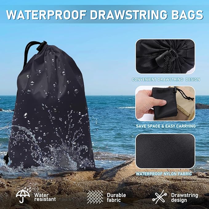 iMucci Upgrade Waterproof Drawstring Bag Sack Nylon Bag Ditty Bag for Gym Traveling, Hiking, Yoga, Shopping
