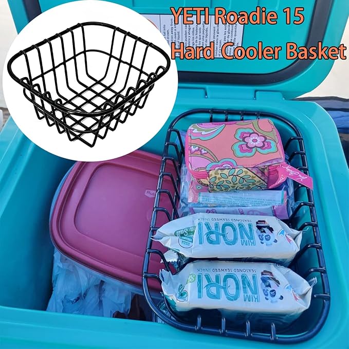 Cooler Basket for YETI Roadie 15 Hard Cooler, Small Basket Dry Goods Wire Cooler Rack Storage Will Keep Smaller Items Dry and Stay Goods High for Roadie 15, Ice Chest Good to Hold Fruit, etc.