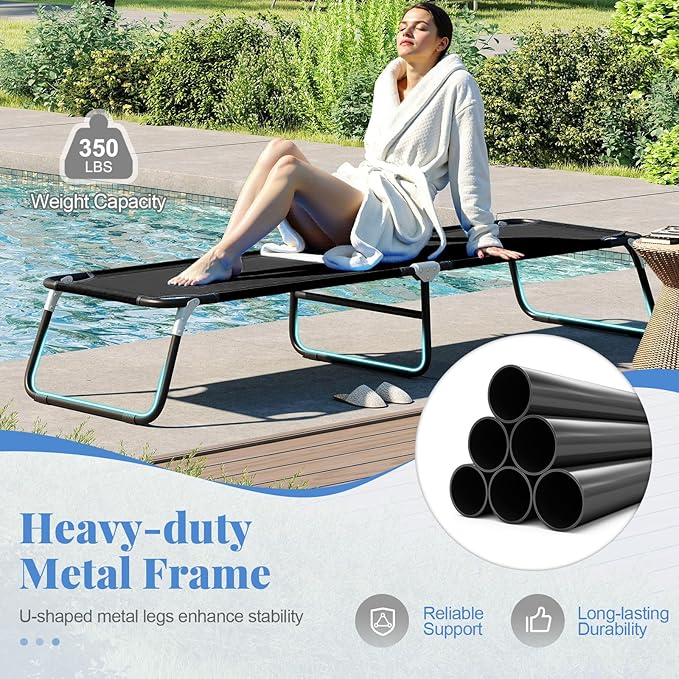 Goplus Folding Camping Cot, Heavy Duty Collapsible Foldable Camping Bed for Adults Kids with Non-Slip Foot Pad, Indoor Outdoor Portable Sleeping Cot for Hiking, Camping, Fishing (Black)