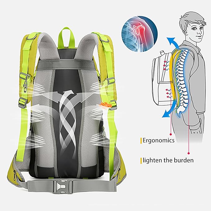 Hiking Backpack for Men and Women, Travel, Sport Outdoor, Lightweight Back Pack, Camping, Bag, waterproof, 40L.(Green)