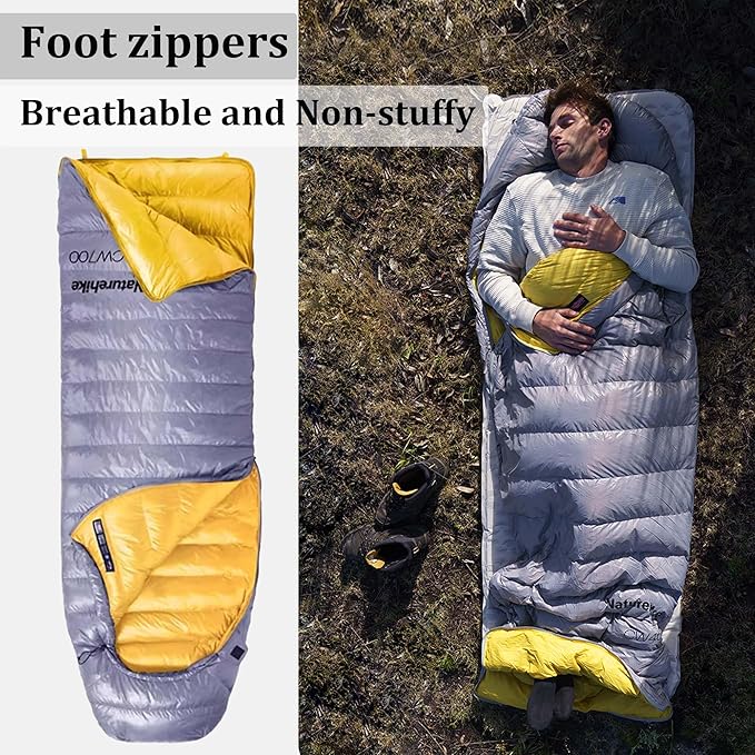Naturehike CW700[2025 Upgrade] Ultralight Down Sleeping Bag [ -26.2°C~-1.7°C,1074g] All Season Camping Sleeping Bags for Cold Weather Adults Backpacking,Hunting and Campers with Storage Bag