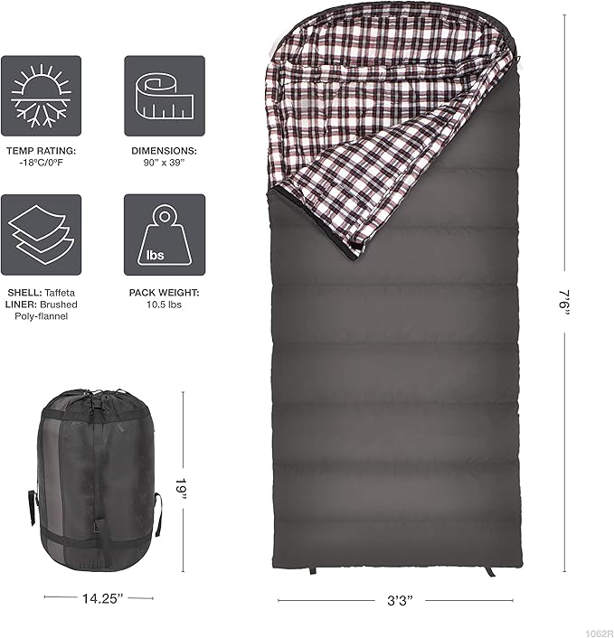 Teton Celsius XXL Sleeping Bag, Cold Weather Sleeping Bags for Adults and Kids, Camping Made Easy and Warm. Compression Sack Included, 35F, 25F, 0F, 20F Degree