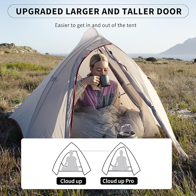 Naturehike Cloud Up 1 Person Tent, Lightweight Backpacking Tents for One Man, Waterproof Ultralight One Person Tent for Camping Hiking Backpacking